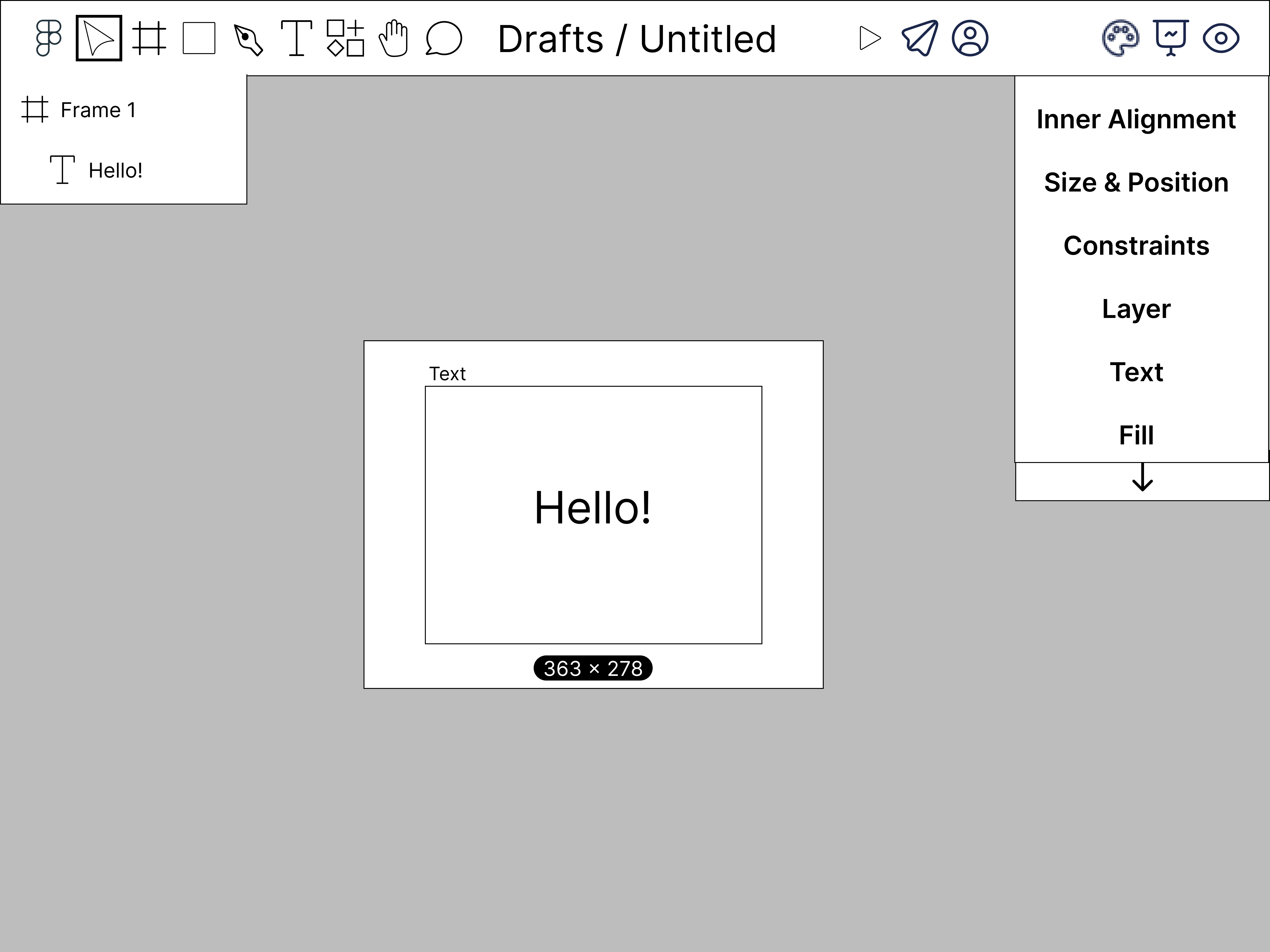 lofi prototype depicting drawn text box, text inserted